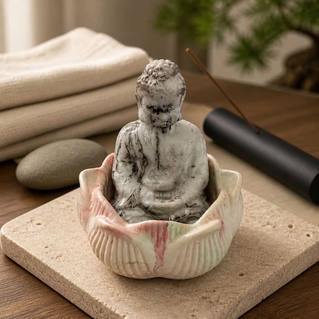 bouddha sur sa fleur de lotus
