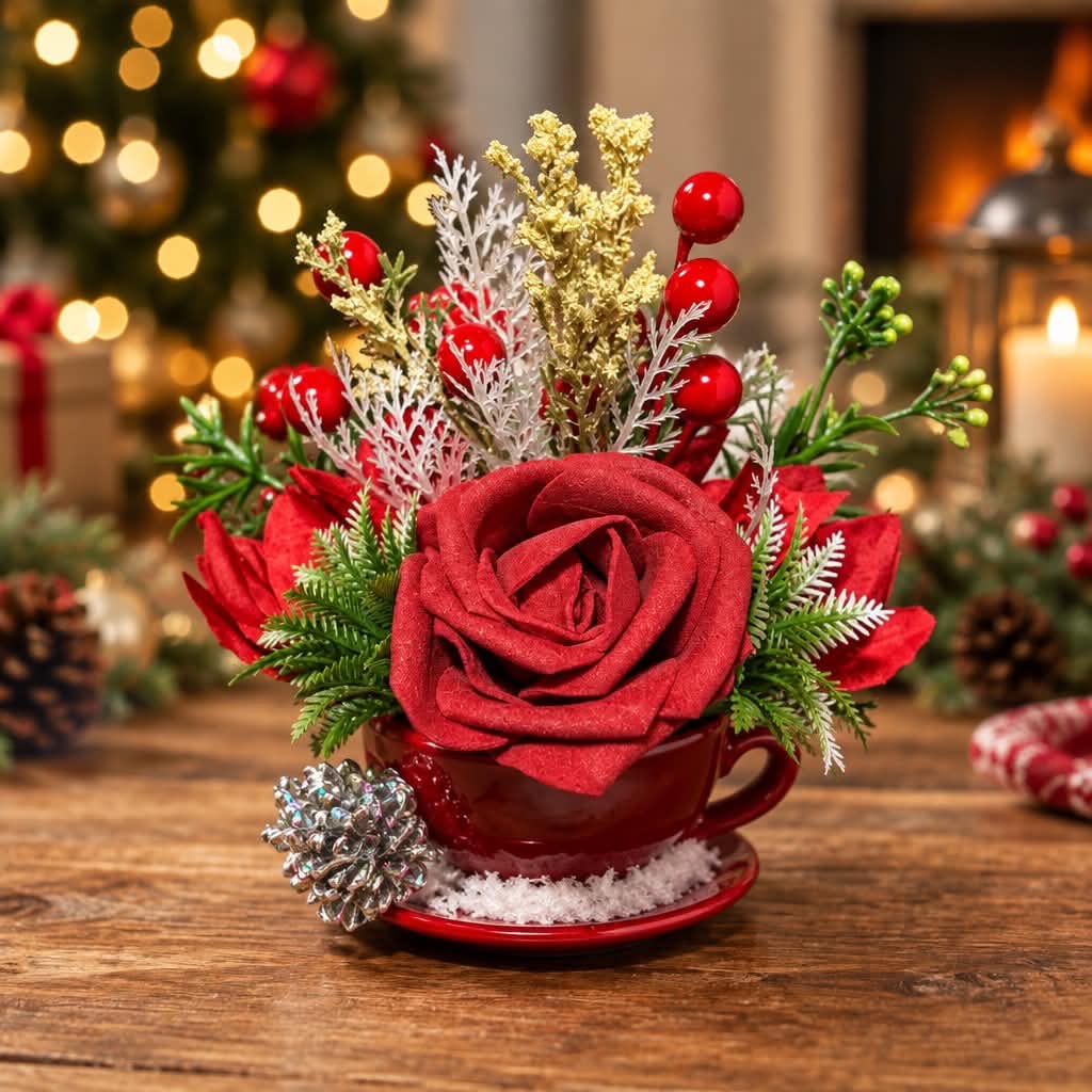 tasse de noel et sa soucoupe